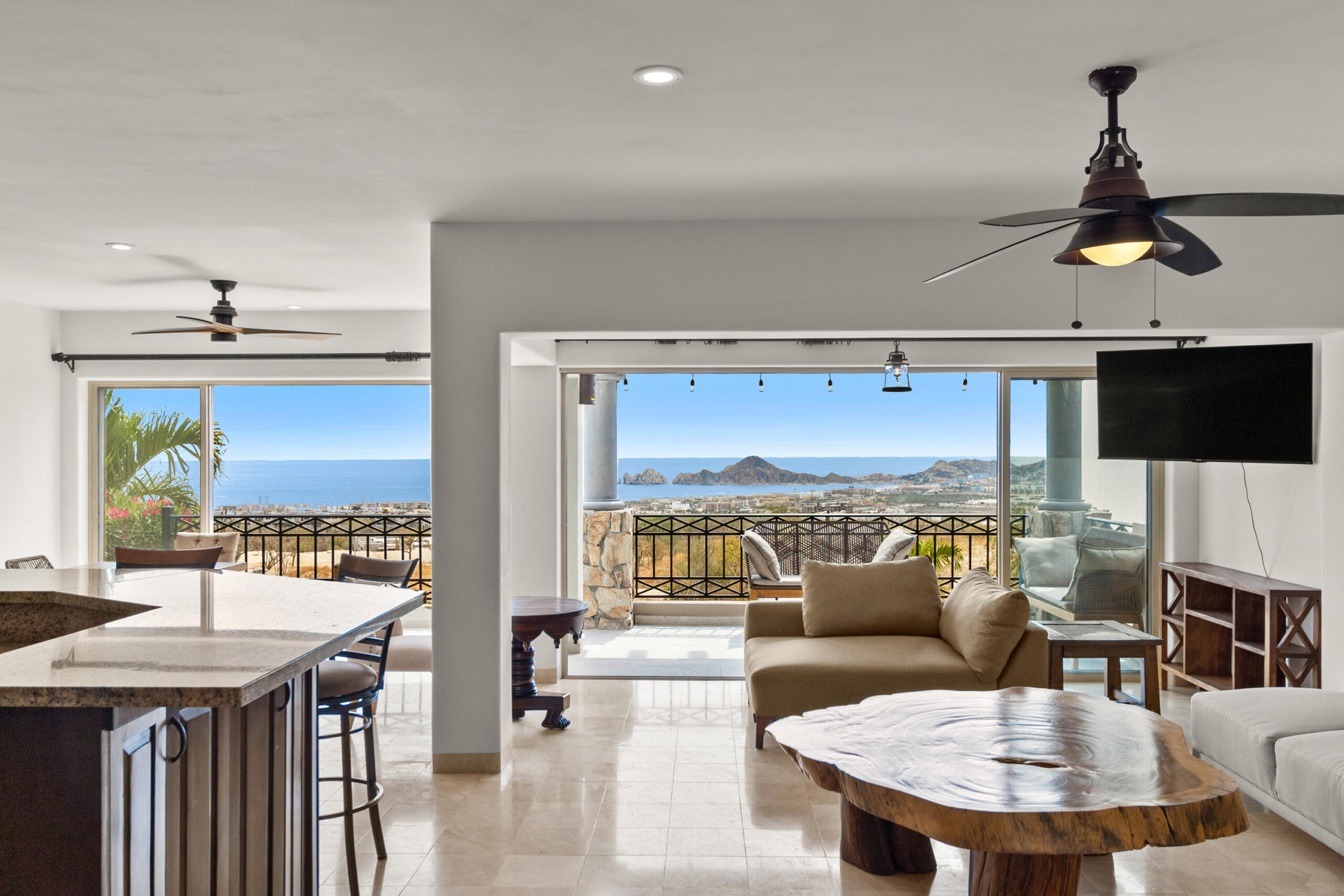 Los Cabos Cabo Bello Casa Blue Fin is a rare DUPLEX investment opportunity in the desirable oceanside community of Cabo Bello. This versatile 4-bedroom, 4-bathroom home offers incredible potential for rental income, full-time or multi-generational living, or both. Each level features 2-bedrooms and 2-bathrooms with private entrances in front and back, making it ideal for generating revenue while maintaining personal privacy or hosting extended family and guests.Enjoy beautiful for sale