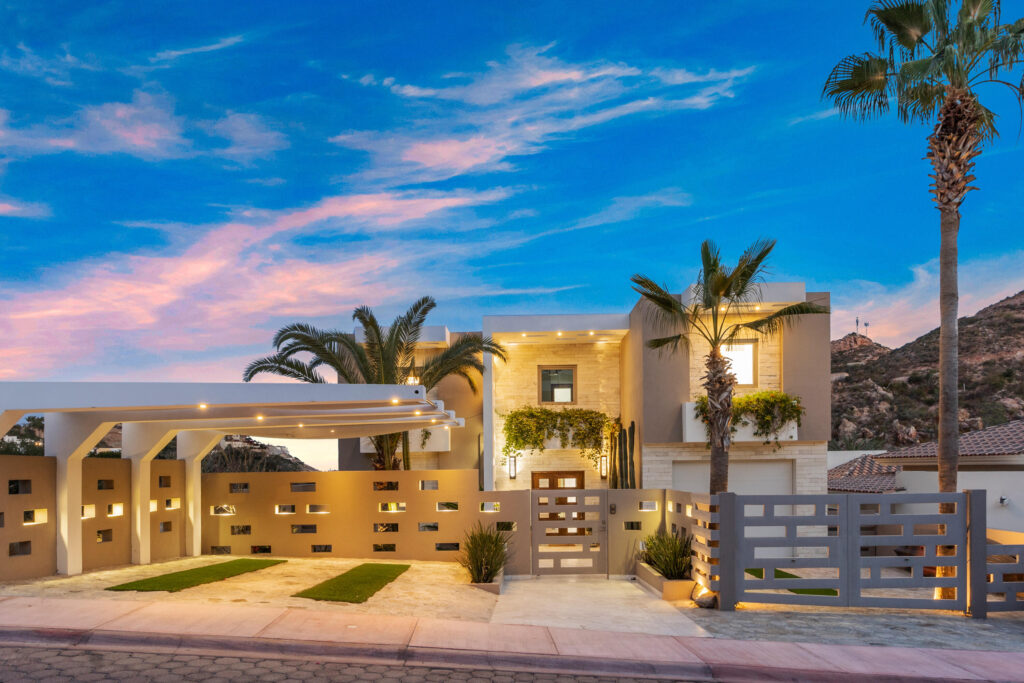 Los Cabos Cabo Colorado Discover modern luxury in this exquisitely designed home, built in 2020 and nestled within the exclusive, beachfront, private gated community of Cabo Colorado in San José del Cabo—just 2 miles from Palmilla Beach. Enjoy the convenience of living just steps from a stunning, sandy private beach within the community.With a striking contemporary aesthetic, this residence features gleaming white marble floors, beautifully appointed marble bathrooms, and captivating ocean – 49B Cabo Colorado, San Jose Corridor, BS