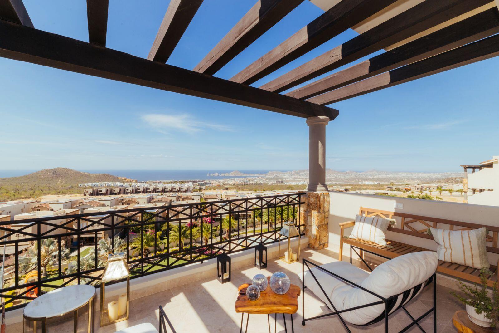 Los Cabos Ventanas Experience elevated coastal living in this spectacular turnkey penthouse, perched atop the highest tower in the development—where building heights vary, but this one stands above the rest.This beautifully furnished 3-bedroom, 2-bath residence offers 1,458 sq ft of total indoor-outdoor living space (1,315 sq ft interior + 143 sq ft terrace) with direct, unobstructed ocean for sale