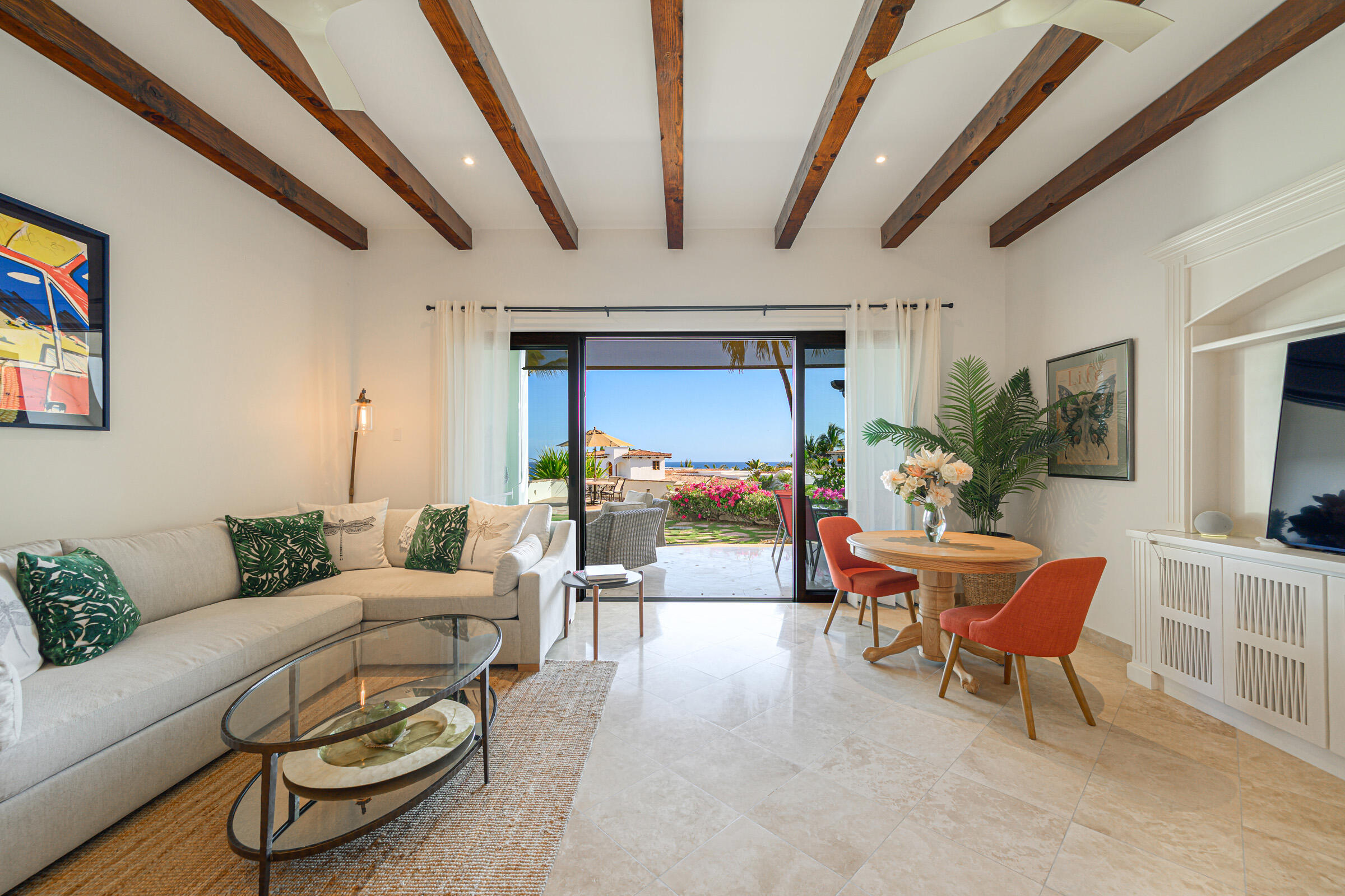 Los Cabos Bahia Del Tezal Located in the desirable ocean side area of Cabo San Lucas, within Bahía del Tezal, this bright and well-maintained 2-bedroom, 2-bathroom condo offers one of the best value opportunities in Cabo. The unit features a functional open layout with great natural light, a clean and inviting living space, and move-in ready condition. Ideal for full-time living, a vacation getaway, or a rental investment. Just minutes to Medano Beach and close to shopping, dining, and grocery stores. A great opportunity for savvy buyers seeking rental income potential and strong value. The building offers a rooftop common area with pool, lounge area, and ocean, city, and mountain for sale