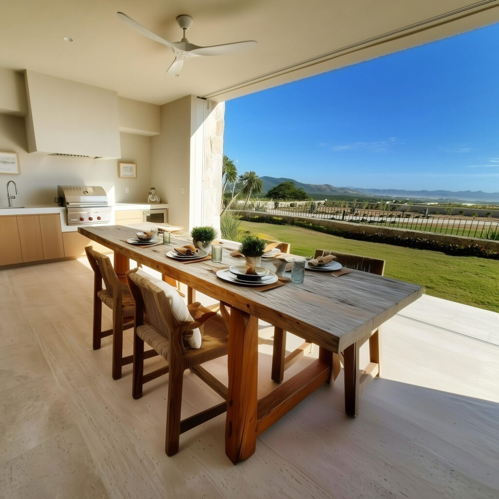 Los Cabos Section 6- Las Verandas A rare, highly upgraded, fully furnished garden residence in Querencia. Verandas C-101 offers generous living spaces that open to a large private terrace and grassy garden--an uncommon feature within the community. Contemporary architecture and custom-made furniture are paired with a calm, grounding interior designed with natural materials, custom wood furnishings, clay accents, upgraded flooring, and enhanced interior doors throughout. This residence features a fully upgraded kitchen with new appliances and a 42-inch wine cellar, along with thoughtfully finished bathrooms that include double-sink vanities and elevated finishes. Ceiling fans are installed in all bedrooms. A private in-unit elevator gives you direct access to the parking garage below, to your two parking spaces, and an oversized private storage room included with the home. This residence was delivered new with a comprehensive package of builder-selected upgrades totaling – Verandas, San Jose Corridor, San Jose Corridor, BS