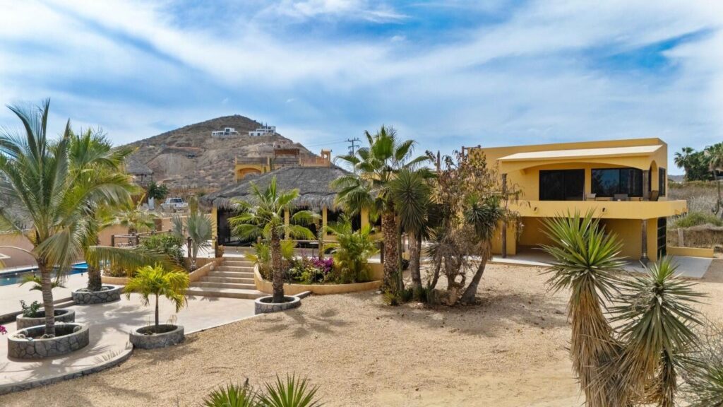 Los Cabos Cerritos Rare opportunity just minutes from Cerritos Beach! This charming Hacienda-style home sits in a fully walled compound with two vehicle gates, side access, and a garage, with ample room to expand. Enjoy a solar-heated pool, hot tub, expansive patios, and gorgeous mature landscaping that creates a private oasis. Incredible ocean and mountain – Villa 20, Rancho San Lucas, Pacific, Pacific, BS