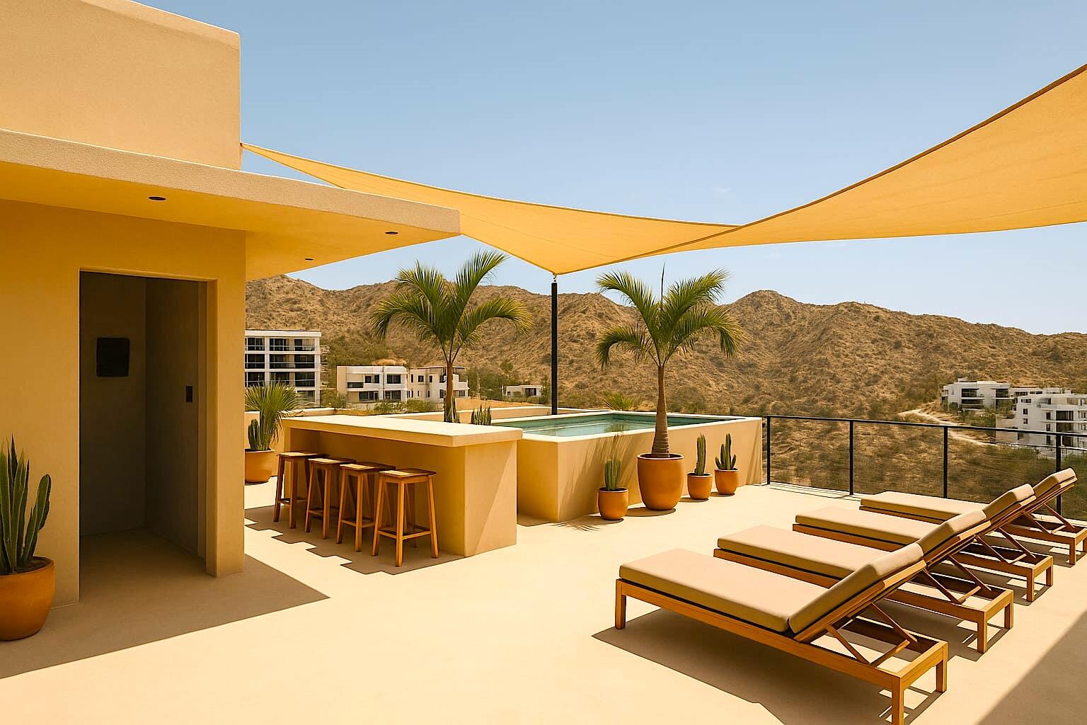 Los Cabos Lomas Del Faro Welcome to Oasis Cabo Living, an upscale boutique community inspired by the natural beauty and relaxed lifestyle of Baja. Located in a sought-after residential neighborhood adjacent to Pedregal, you're just a minute's walk or drive to the marina, Medano Beach, restaurants, shopping, and Cabo's vibrant nightlife.This beautifully designed 2-bedroom, 2-bath residence offers 1,259 sq. ft. (117 m²) of contemporary living space with 9-foot ceilings and expansive floor-to-ceiling retractable glass doors that create seamless indoor-outdoor living. The open-concept floor plan flows onto a spacious private terrace with sweeping ocean and city – Paseo de Las Misiones, San Jose del Cabo, BS